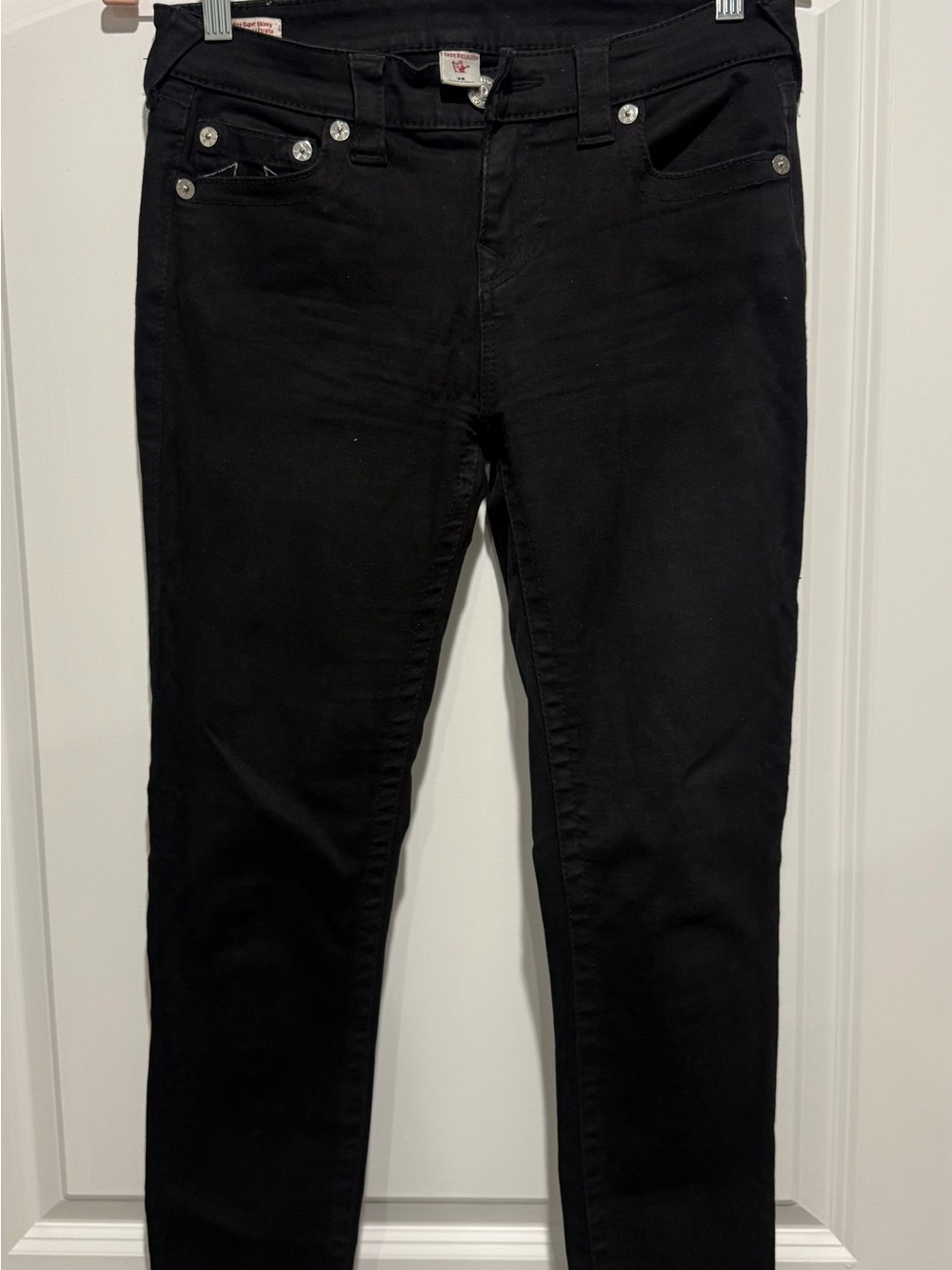 True Religion Black Super Skinny Stretch Jeans White Stitching